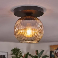 hofstein Ripoll Plafonnier, Boule lumineuse Chrome, Clair, Fumé, 1 lumière