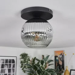 hofstein Ripoll Plafonnier, Boule lumineuse Chrome, Clair, Fumé, 1 lumière