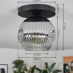 hofstein Ripoll Plafonnier, Boule lumineuse Clair, Fumé, 1 lumière