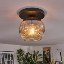 hofstein Ripoll Plafonnier, Boule lumineuse Clair, Fumé, 1 lumière