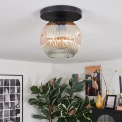 hofstein Ripoll Plafonnier, Boule lumineuse Ambre, Clair, 1 lumière