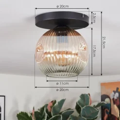 hofstein Ripoll Plafonnier, Boule lumineuse Ambre, Clair, 1 lumière