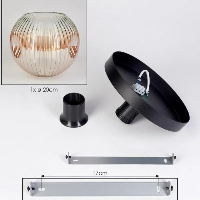 hofstein Ripoll Plafonnier, Boule lumineuse Ambre, Clair, 1 lumière