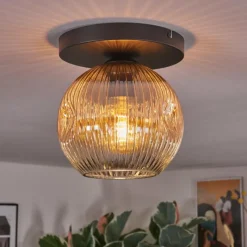 hofstein Ripoll Plafonnier, Boule lumineuse Ambre, Clair, 1 lumière