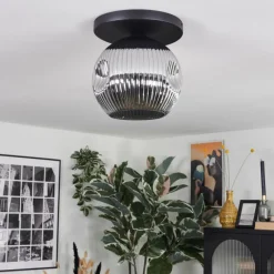 hofstein Ripoll Plafonnier, Boule lumineuse Chrome, Fumé, 1 lumière