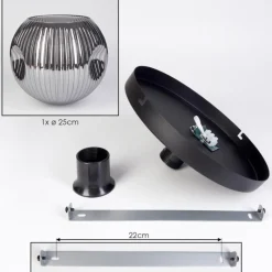 hofstein Ripoll Plafonnier, Boule lumineuse Chrome, Fumé, 1 lumière