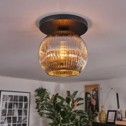 hofstein Ripoll Plafonnier, Boule lumineuse Chrome, Fumé, 1 lumière