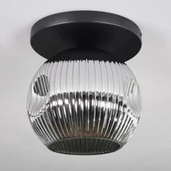 hofstein Ripoll Plafonnier, Boule lumineuse Chrome, Fumé, 1 lumière