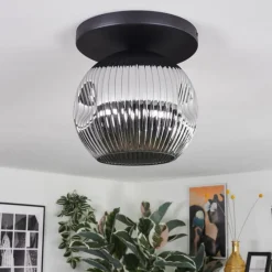 hofstein Ripoll Plafonnier, Boule lumineuse Chrome, Fumé, 1 lumière