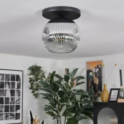 hofstein Ripoll Plafonnier, Boule lumineuse Chrome, Clair, Fumé, 1 lumière