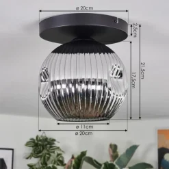 hofstein Ripoll Plafonnier, Boule lumineuse Chrome, Fumé, 1 lumière