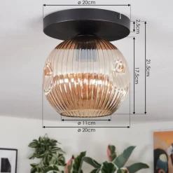 hofstein Ripoll Plafonnier, Boule lumineuse Ambre, 1 lumière