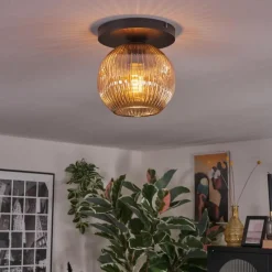 hofstein Ripoll Plafonnier, Boule lumineuse Ambre, 1 lumière