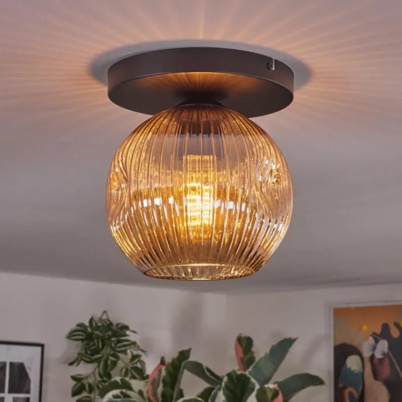 hofstein Ripoll Plafonnier, Boule lumineuse Ambre, 1 lumière