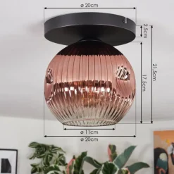 hofstein Ripoll Plafonnier, Boule lumineuse Clair, Cuivré, 1 lumière