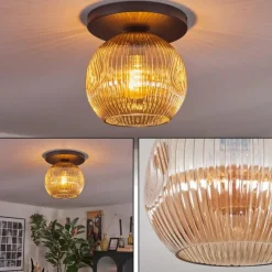hofstein Ripoll Plafonnier, Boule lumineuse Ambre, 1 lumière