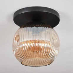 hofstein Ripoll Plafonnier, Boule lumineuse Ambre, 1 lumière