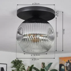 hofstein Ripoll Plafonnier, Boule lumineuse Fumé, 1 lumière