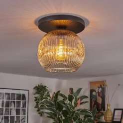 hofstein Ripoll Plafonnier, Boule lumineuse Ambre, Clair, 1 lumière
