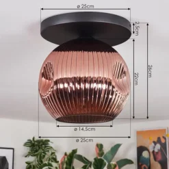 hofstein Ripoll Plafonnier, Boule lumineuse Cuivré, 1 lumière