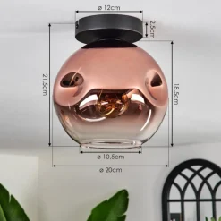 hofstein Ripoll Plafonnier Clair, Cuivré, 1 lumière