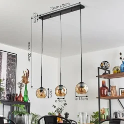 hofstein Ripoll Suspension Ambre, 3 lumières