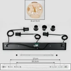 hofstein Ripoll Suspension Ambre, 3 lumières