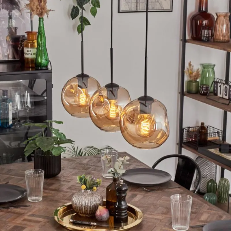 hofstein Ripoll Suspension Ambre, 3 lumières