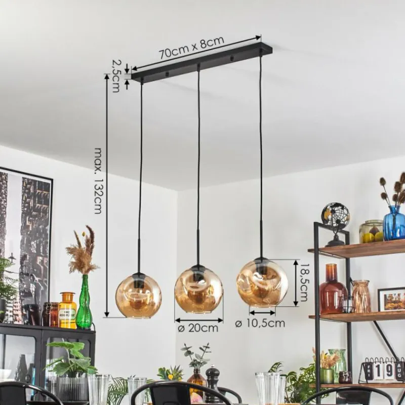 hofstein Ripoll Suspension Ambre, 3 lumières