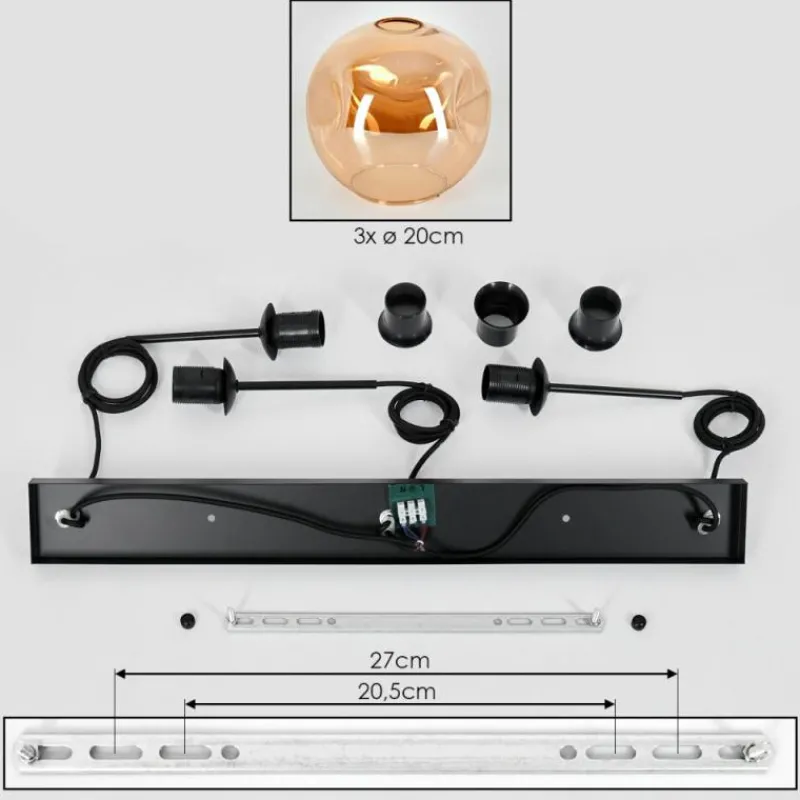 hofstein Ripoll Suspension Ambre, 3 lumières