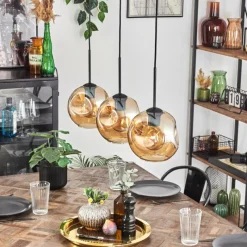 hofstein Ripoll Suspension Ambre, 3 lumières