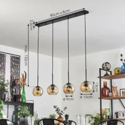 hofstein Ripoll Suspension Ambre, 4 lumières