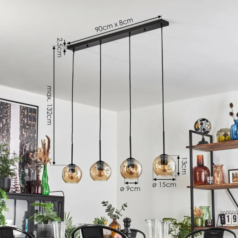 hofstein Ripoll Suspension Ambre, 4 lumières