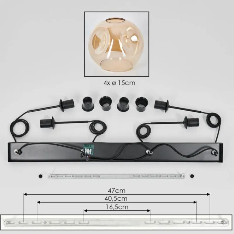 hofstein Ripoll Suspension Ambre, 4 lumières