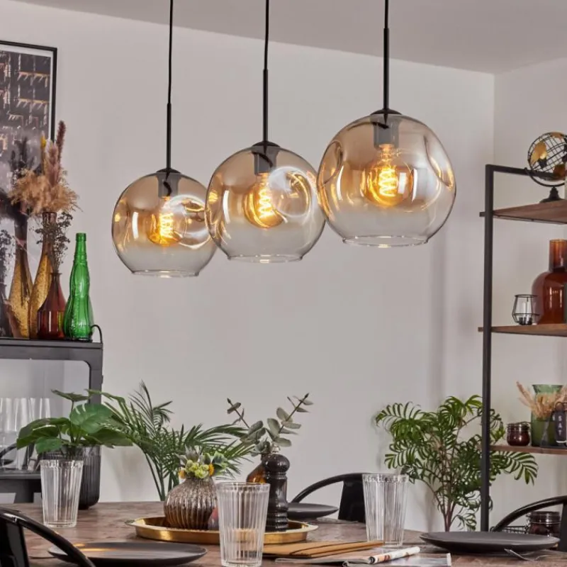 hofstein Ripoll Suspension Ambre, Clair, 3 lumières