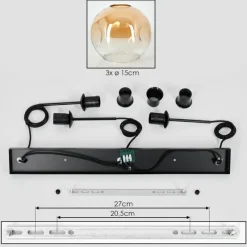 hofstein Ripoll Suspension Ambre, Clair, 3 lumières