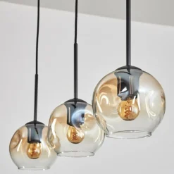 hofstein Ripoll Suspension Ambre, Clair, 3 lumières