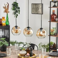 hofstein Ripoll Suspension Ambre, Clair, 3 lumières