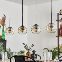 hofstein Ripoll Suspension Ambre, Clair, 4 lumières