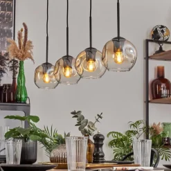 hofstein Ripoll Suspension Ambre, Clair, 4 lumières