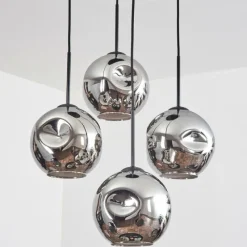 hofstein Ripoll Suspension, Boule lumineuse, Suspension Chrome, Fumé, 4 lumières
