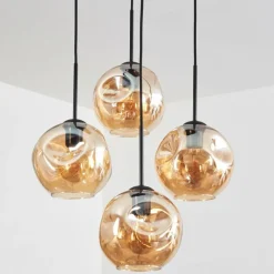 hofstein Ripoll Suspension, Boule lumineuse, Suspension Ambre, 4 lumières