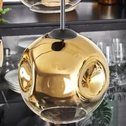 hofstein Ripoll Suspension, Boule lumineuse, Suspension Or, Clair, 4 lumières