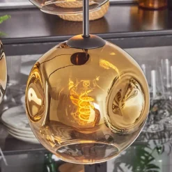 hofstein Ripoll Suspension, Boule lumineuse, Suspension Or, Clair, 4 lumières