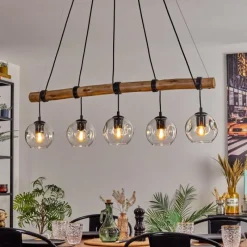 hofstein Ripoll Suspension, Boule lumineuse, Suspension Écru, Noir, 5 lumières