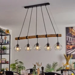 hofstein Ripoll Suspension, Boule lumineuse, Suspension Écru, Noir, 5 lumières