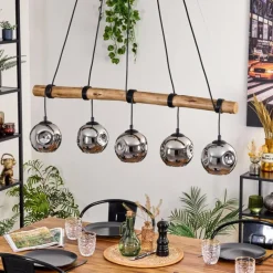 hofstein Ripoll Suspension, Boule lumineuse, Suspension Écru, Noir, 5 lumières