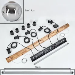 hofstein Ripoll Suspension, Boule lumineuse, Suspension Écru, Noir, 5 lumières