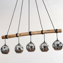 hofstein Ripoll Suspension, Boule lumineuse, Suspension Écru, Noir, 5 lumières