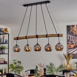 hofstein Ripoll Suspension, Boule lumineuse, Suspension Écru, Noir, 5 lumières